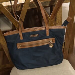 Michael Kors Blue and Brown Tote Bag